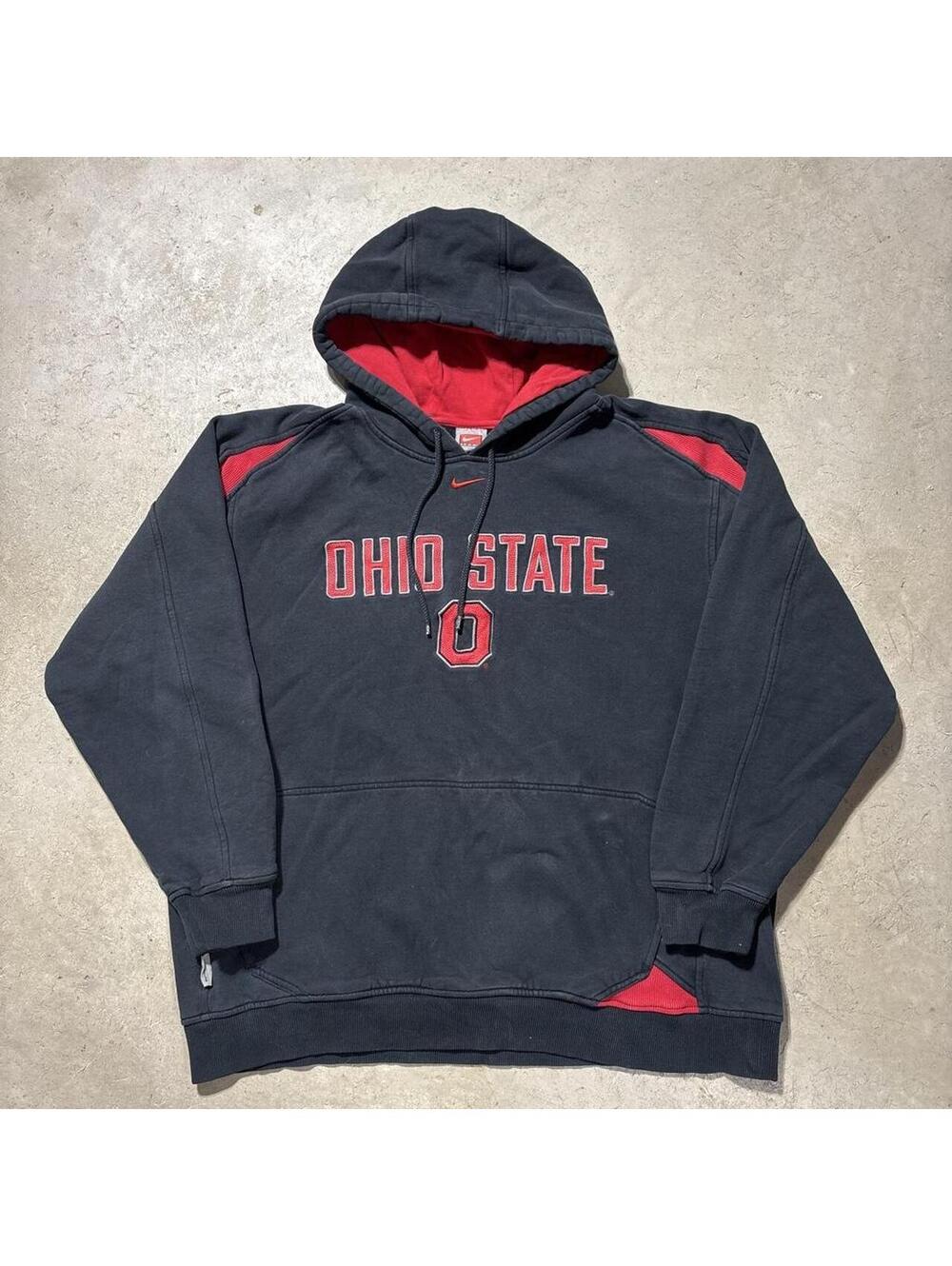 Vintage Y2K Nike Ohio State Buckeyes Hoodie L Black Red Center Swoosh NCAA